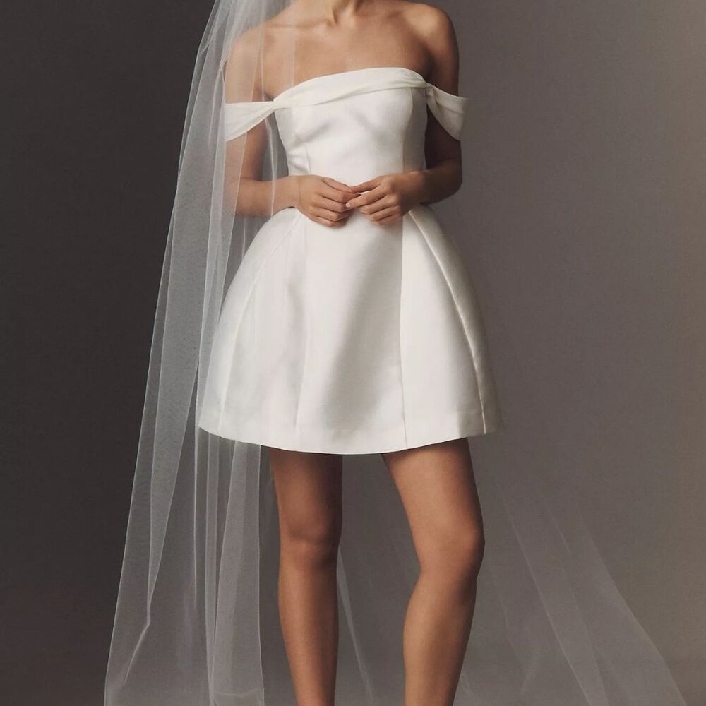 Brand new BHLDN Lydia White Off-Shoulder Bridal Wedding Mini Corset Lace-up - Picture 3 of 6